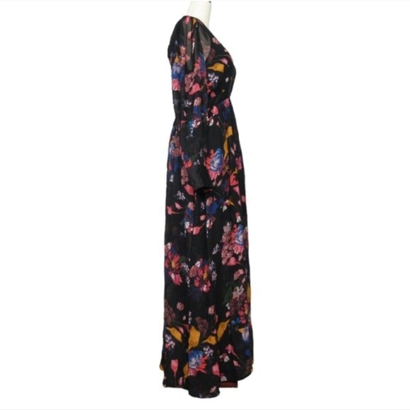 Maeve Anthropologie Deep V Floral Jewel Tone Printed Maxi Dress - Picture 5 of 10